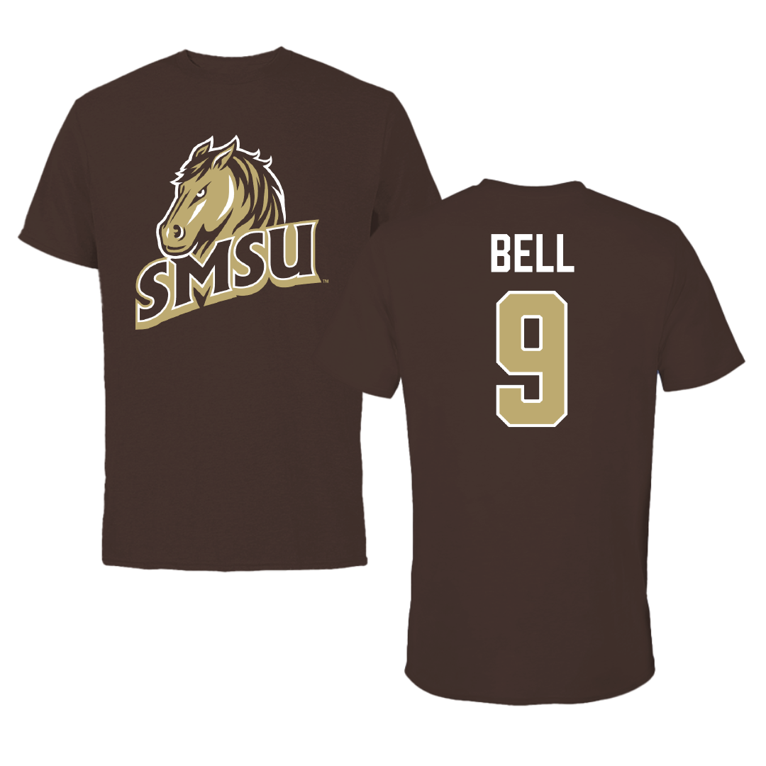 Southwest Minnesota State University Baseball Brown Mustangs Tee - #9 Ryan Bell