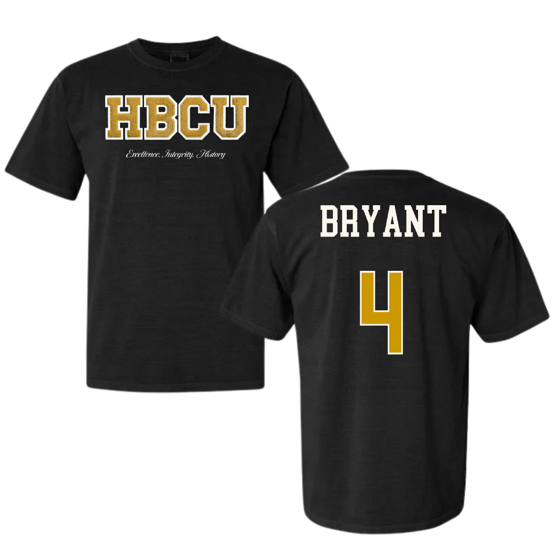 Alabama State University Basketball (W) Black HBCU Varsity Comfort Colors Tee - #4 Kaitlyn Bryant