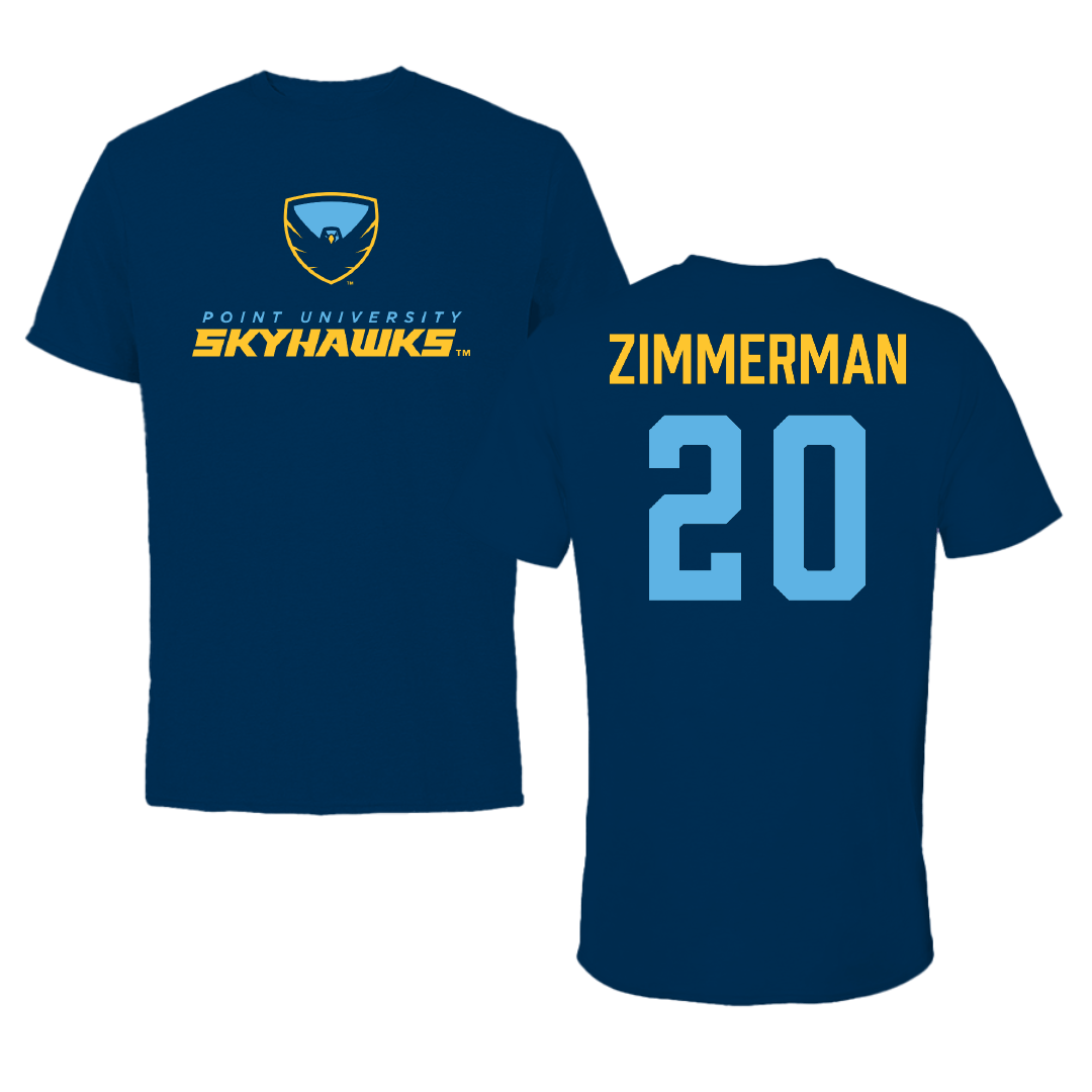 Point University Lacrosse (M) Navy Tee - #20 Cooper Zimmerman