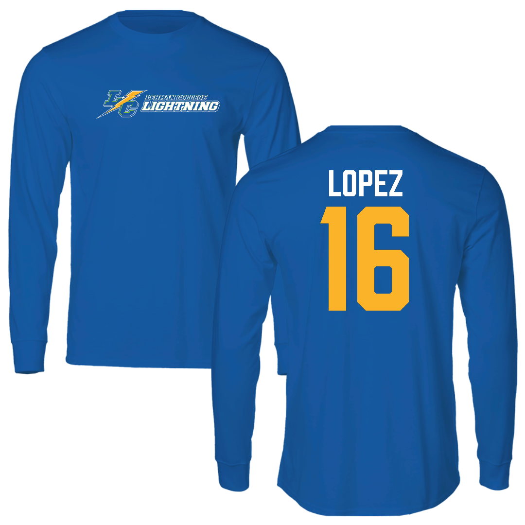 Lehman College Softball Blue Long Sleeve - #16 Crystal Lopez