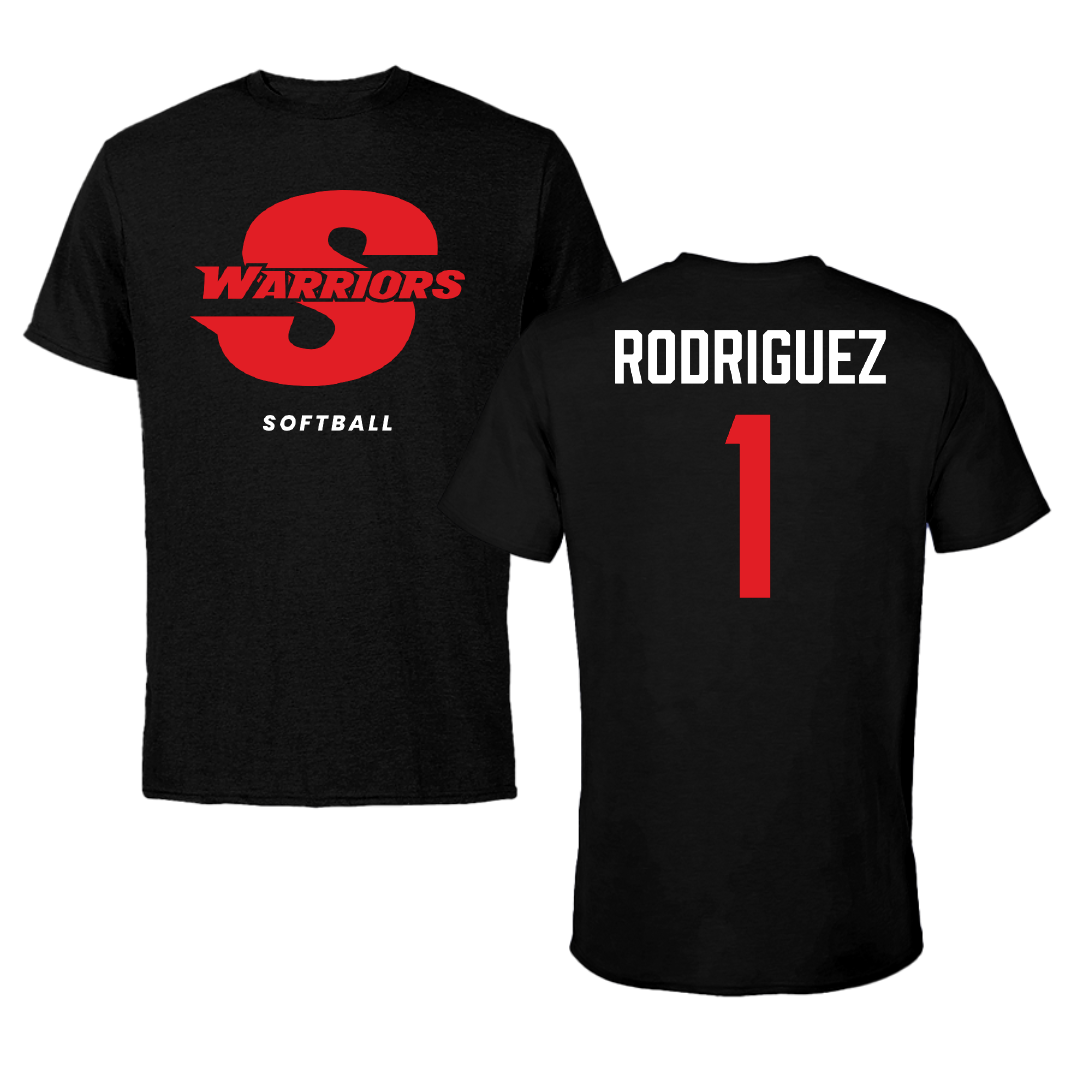 Stanislaus State Softball Black Performance Tee - #1 Katrina Rodriguez