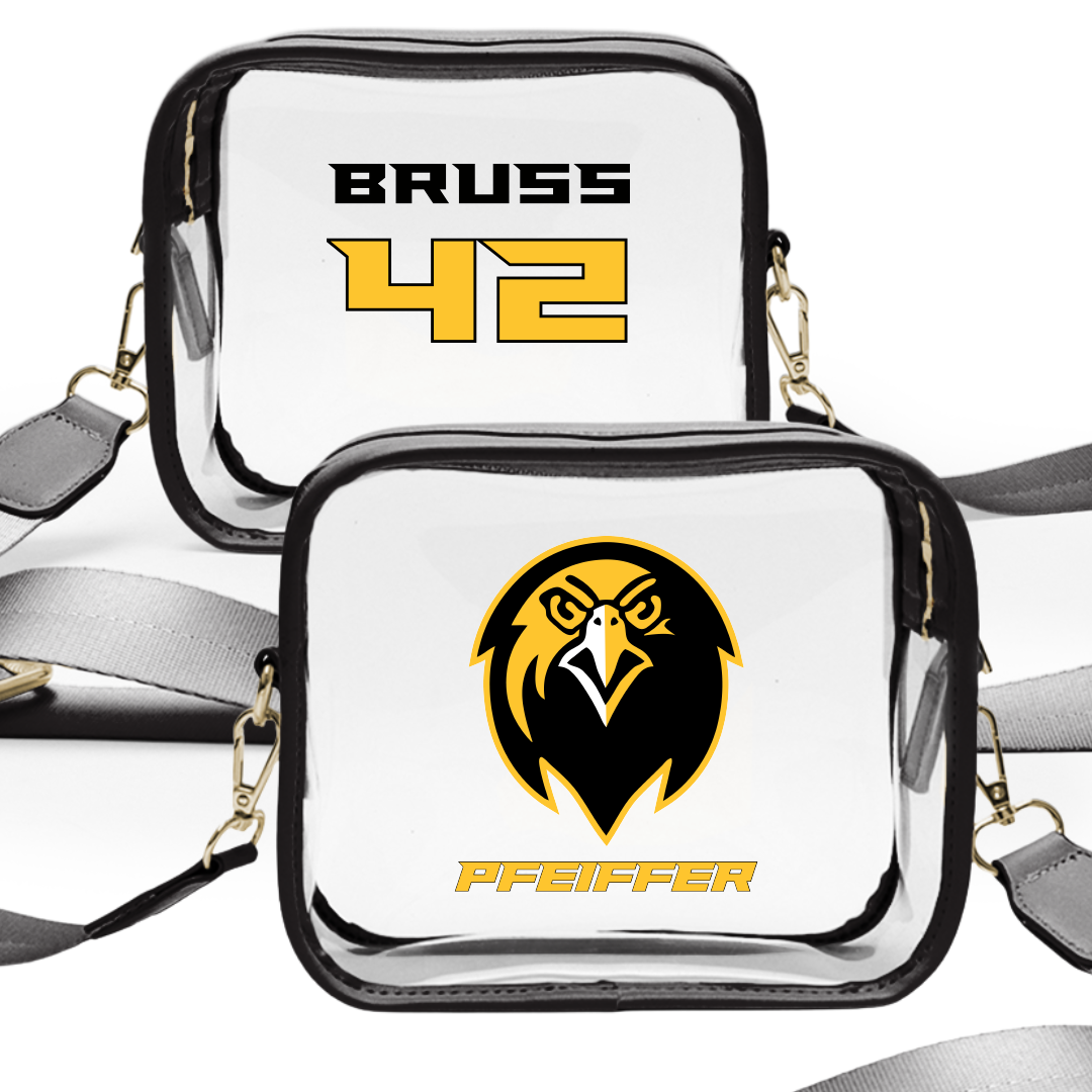 Pfeiffer University Baseball Black Clear Stadium Bag - #42 Andrew Bruss