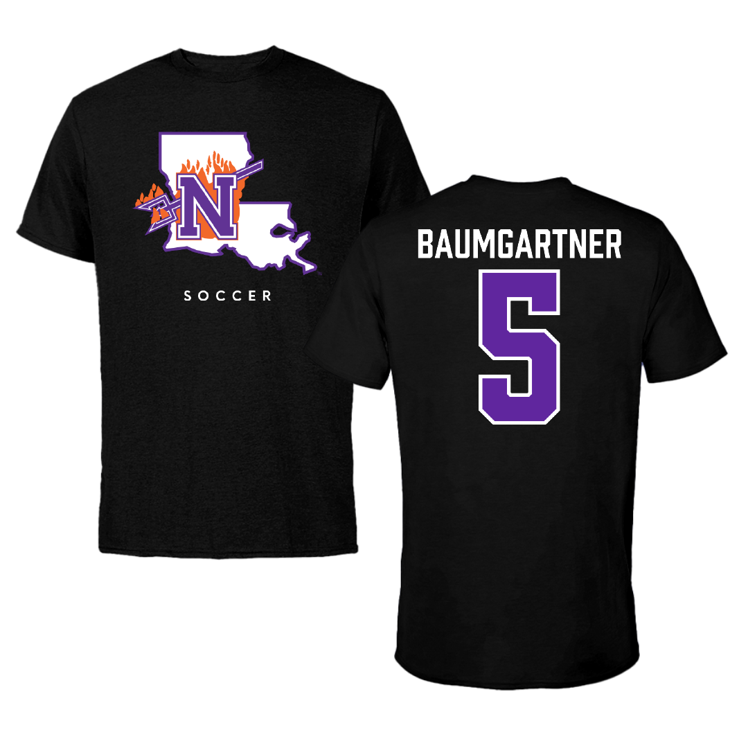 Northwestern State University Soccer Black Block Performance Tee - #5 Paige Baumgartner