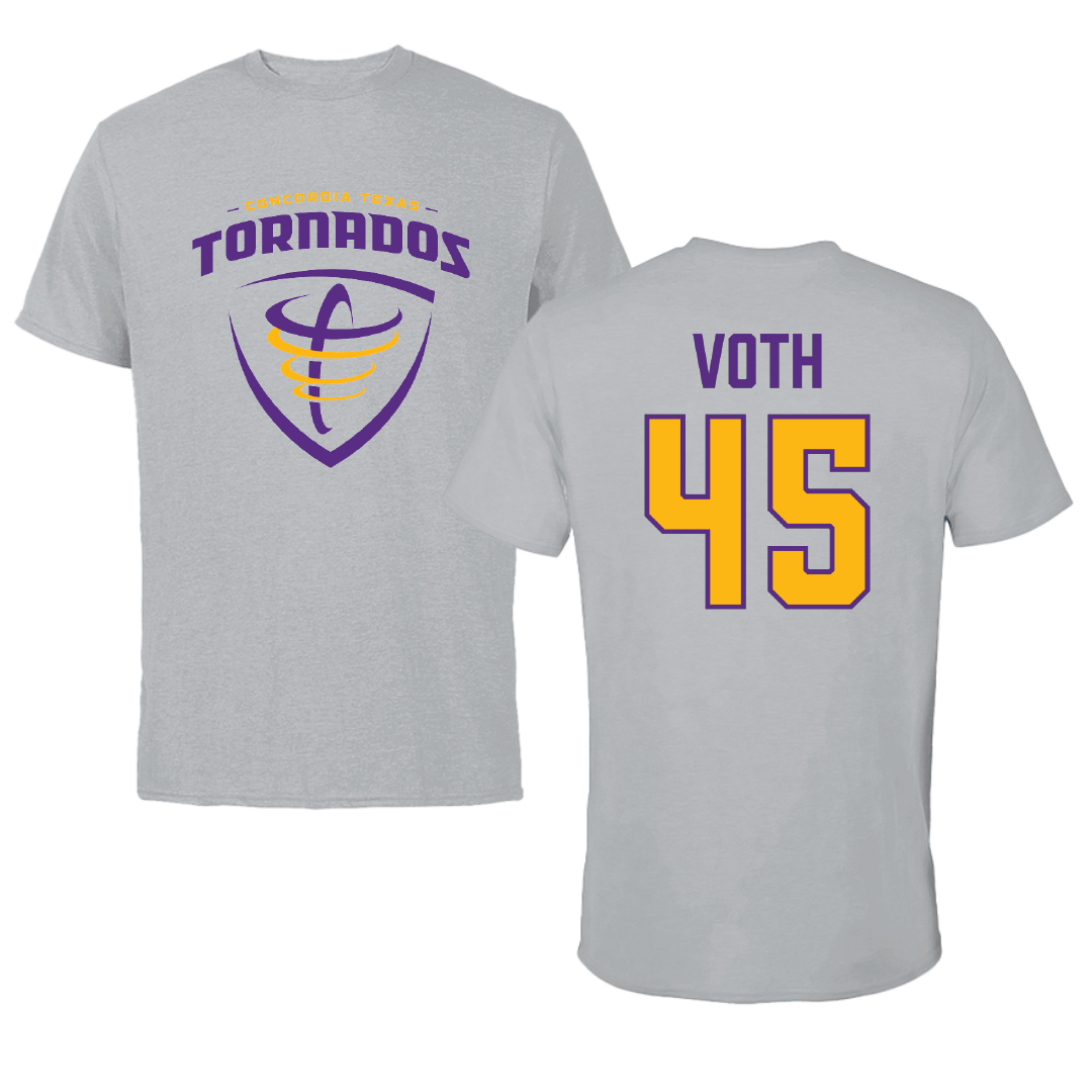 Concordia University (Texas) Baseball Sport Gray Tee - #45 Gavin Voth