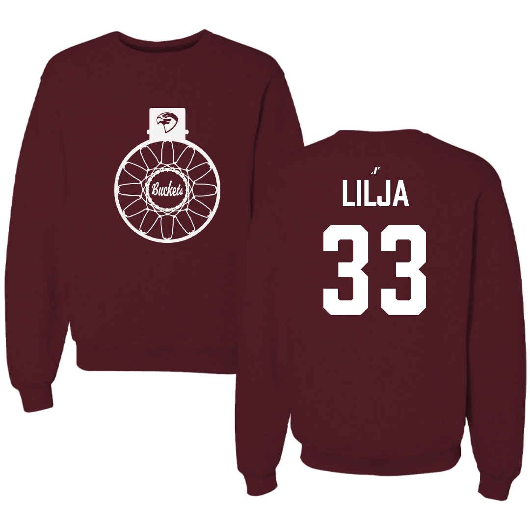 Fairmont State University Basketball (M) Maroon Buckets Crewneck - #33 Hugo Lilja