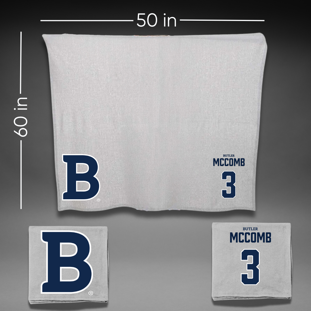 Butler University Basketball Gray Blanket - #3 Ethan McComb