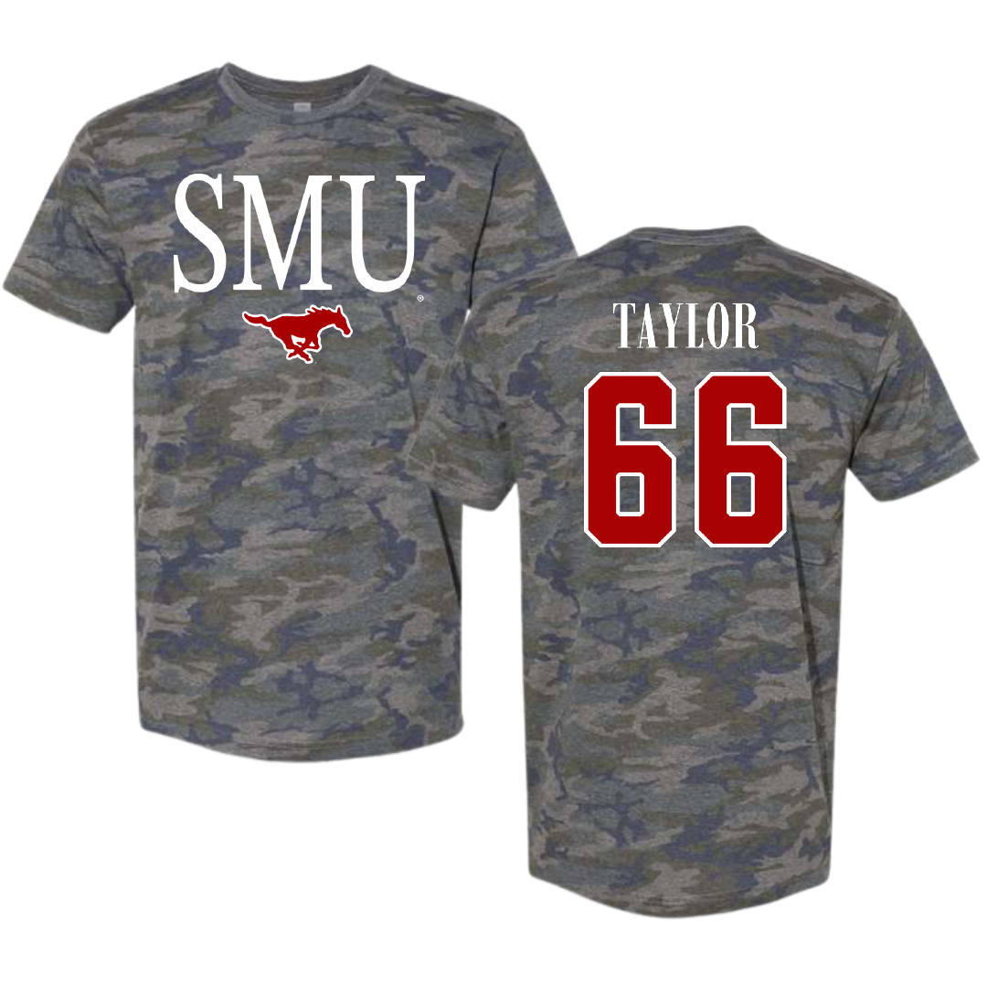 Southern Methodist University Soccer Vintage Camo Tee - #66 Haven Taylor