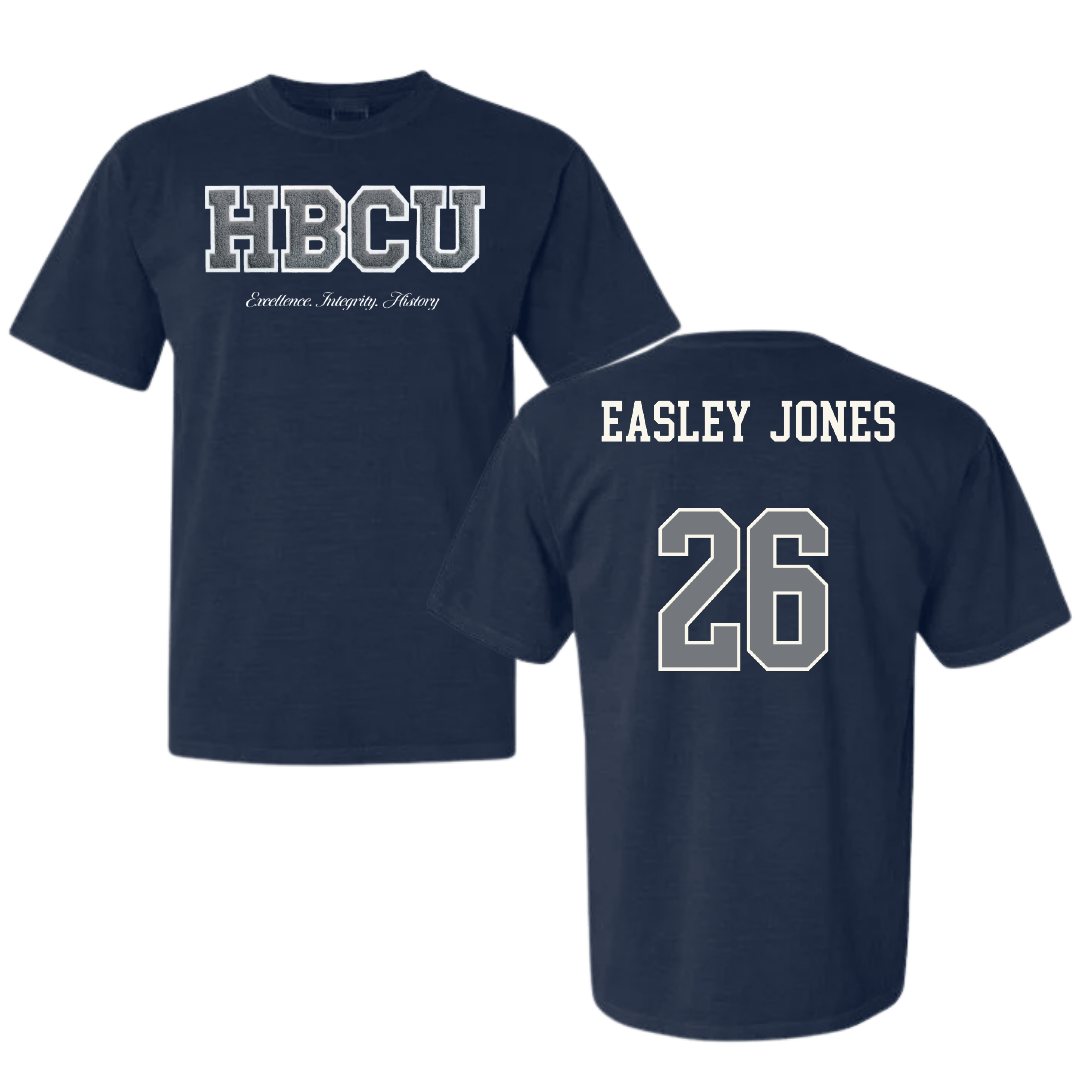 Jackson State University Football Navy HBCU Varsity Comfort Colors Tee - #26 Tavarious Easley-Jones