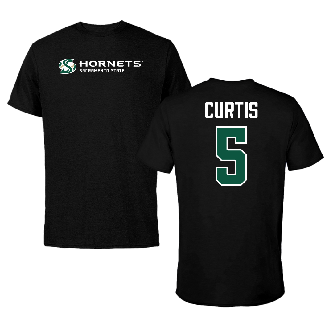 Sacramento State University Football Black Tee - #5 Jamar Curtis