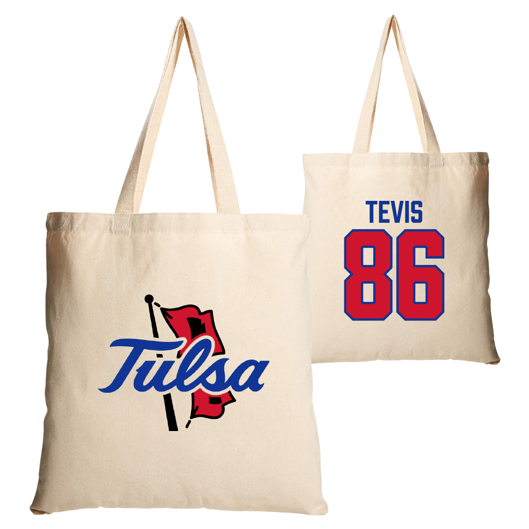 The University of Tulsa Football Tan Canvas Tote Bag - #86 Luke Tevis
