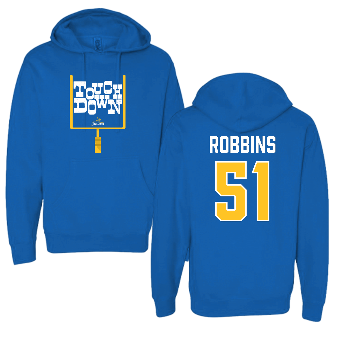 Texas A&M University-Kingsville Football Blue Touchdown Hoodie - #51 Tre Robbins