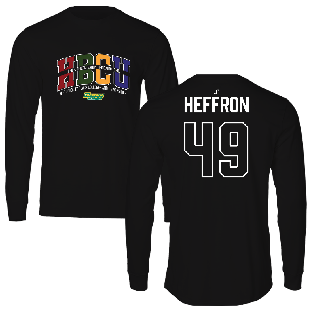 Norfolk State University Football Black HBCU Performance Long Sleeve - #49 Benjamin Heffron