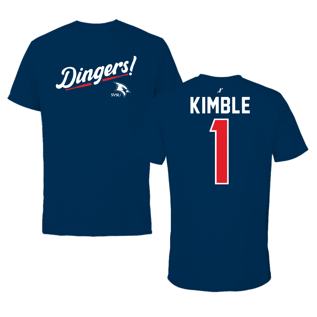 Saginaw Valley State University Softball Navy Dingers Tee - #1 Aalana Kimble