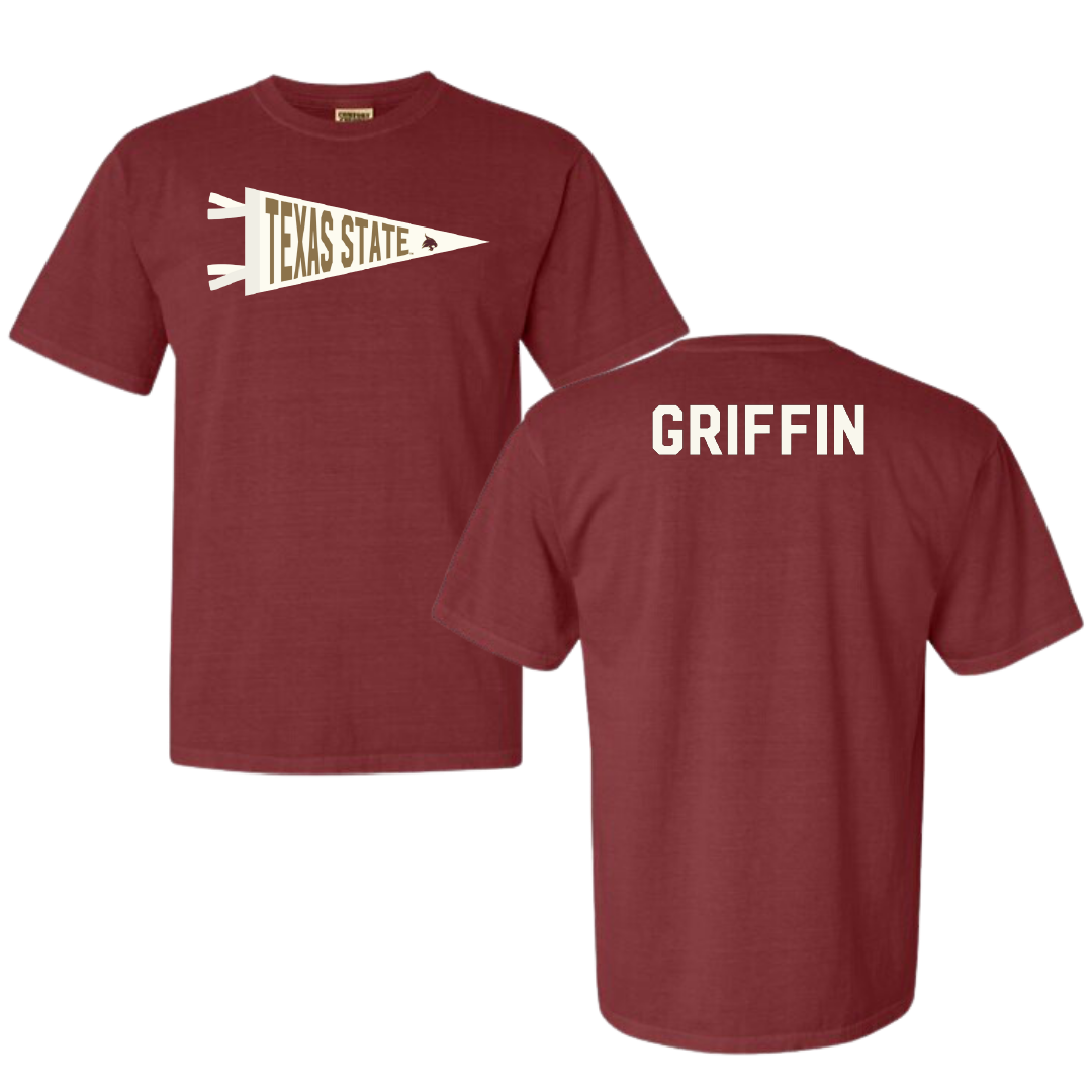 Texas State University Cheer Maroon Pennant Comfort Colors Tee - Raiven Griffin