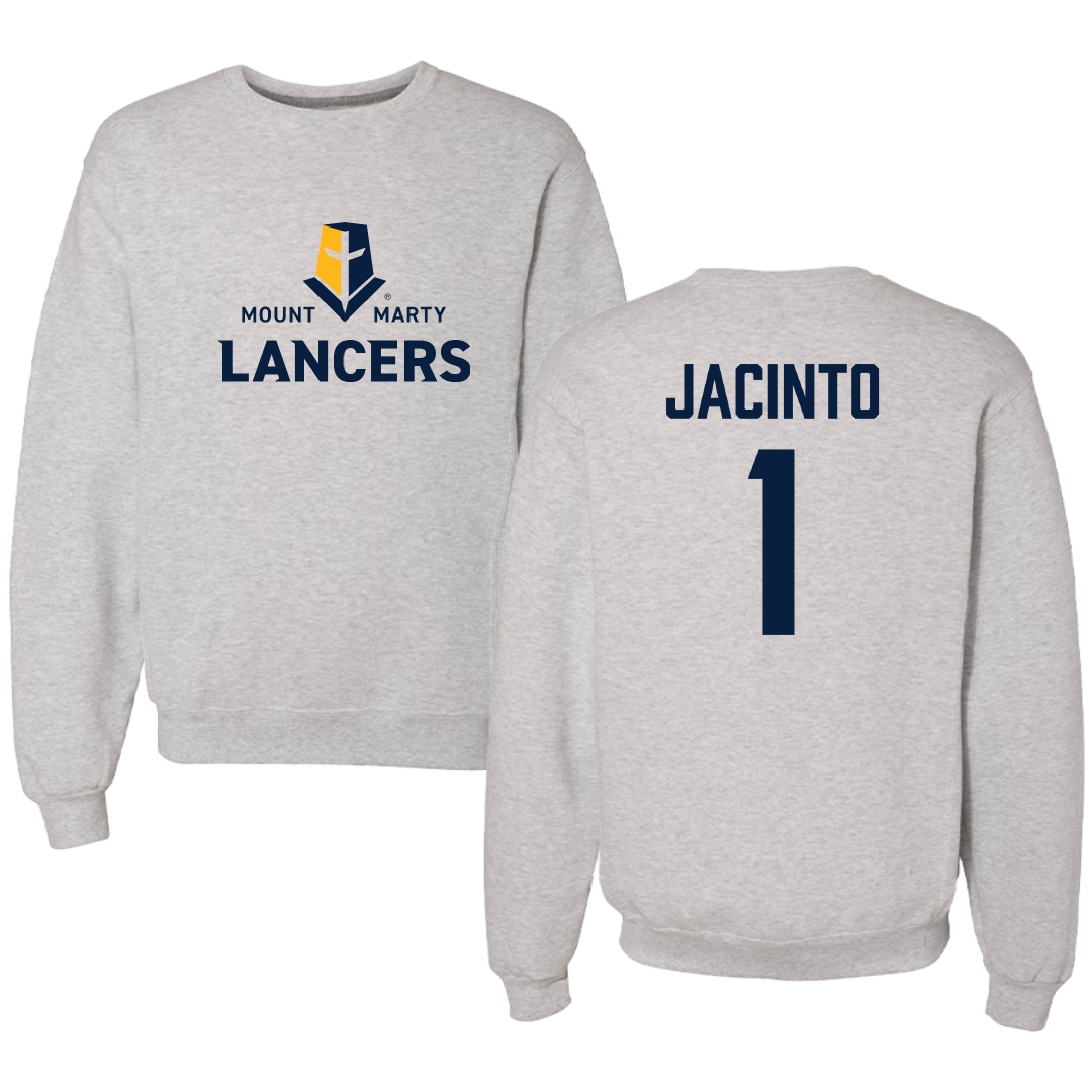 Mount Marty University Softball Light Gray Crewneck - #1 Kayleen Jacinto
