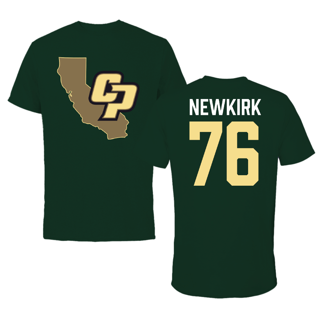 Cal Poly Football Forest Green State Performance Tee - #76 Trevor Newkirk
