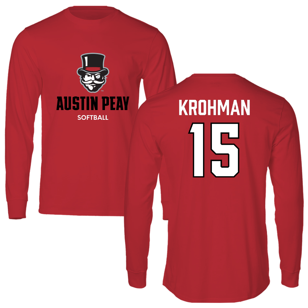 Austin Peay State University Softball Red Mascot Long Sleeve - #15 Macy Krohman
