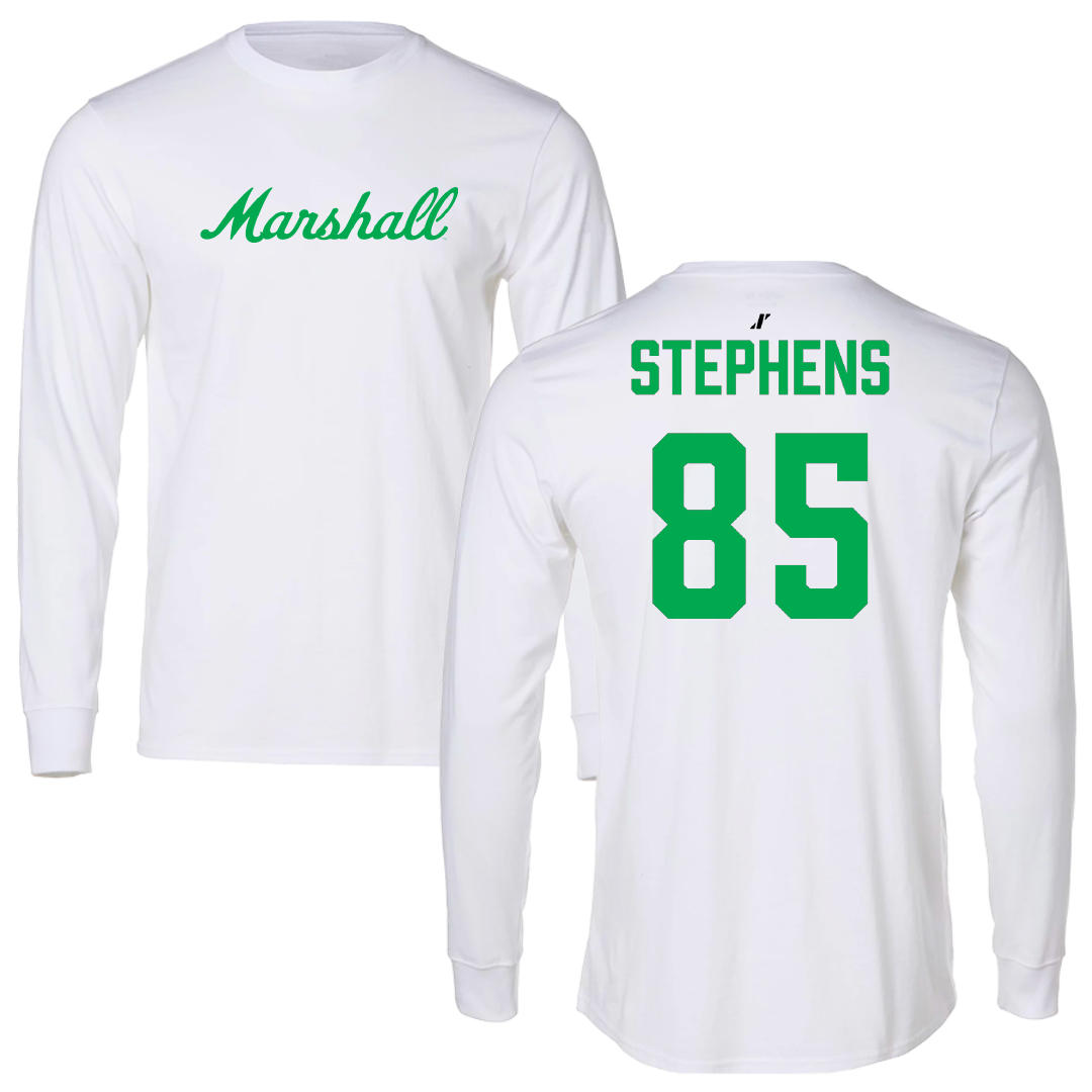 Marshall University Football White Performance Long Sleeve - #85 Tracy Stephens