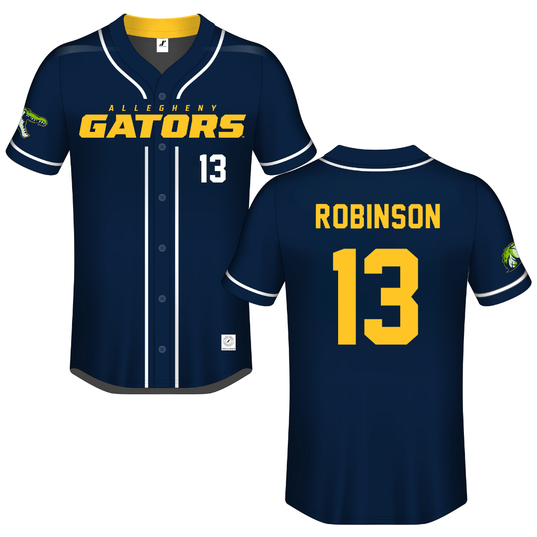 Allegheny College Navy Button-Down Jersey - #13 Abby Robinson