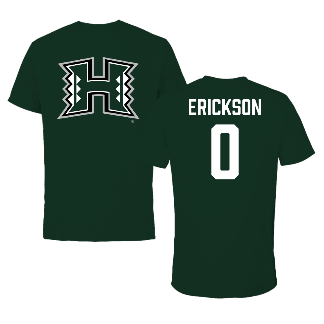 University of Hawaii Basketball (M) Forest Green Performance Tee - #0 Hunter Erickson