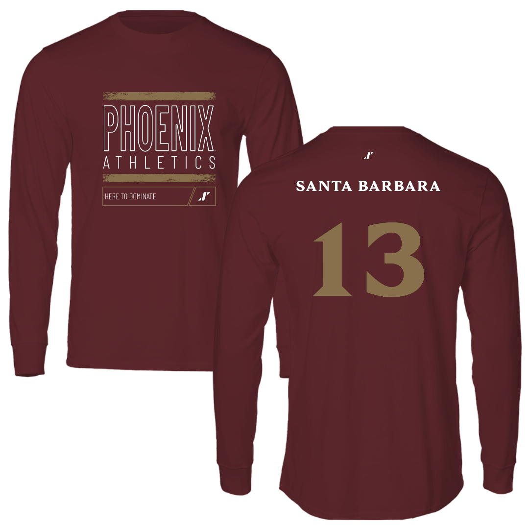 Elon University Lacrosse Maroon Dominate Performance Long Sleeve - #13 MJ Santa Barbara
