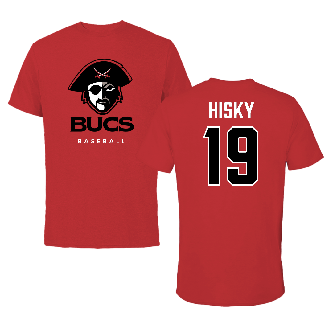 Christian Brothers University Baseball Red Performance Tee - #19 Hank Hisky