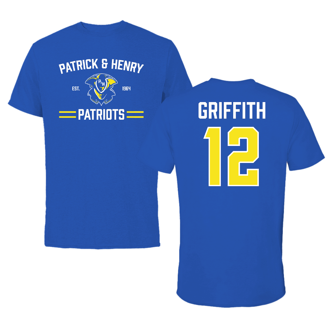Patrick & Henry Community College Baseball Blue General Tee - #12 Wyatt Griffith