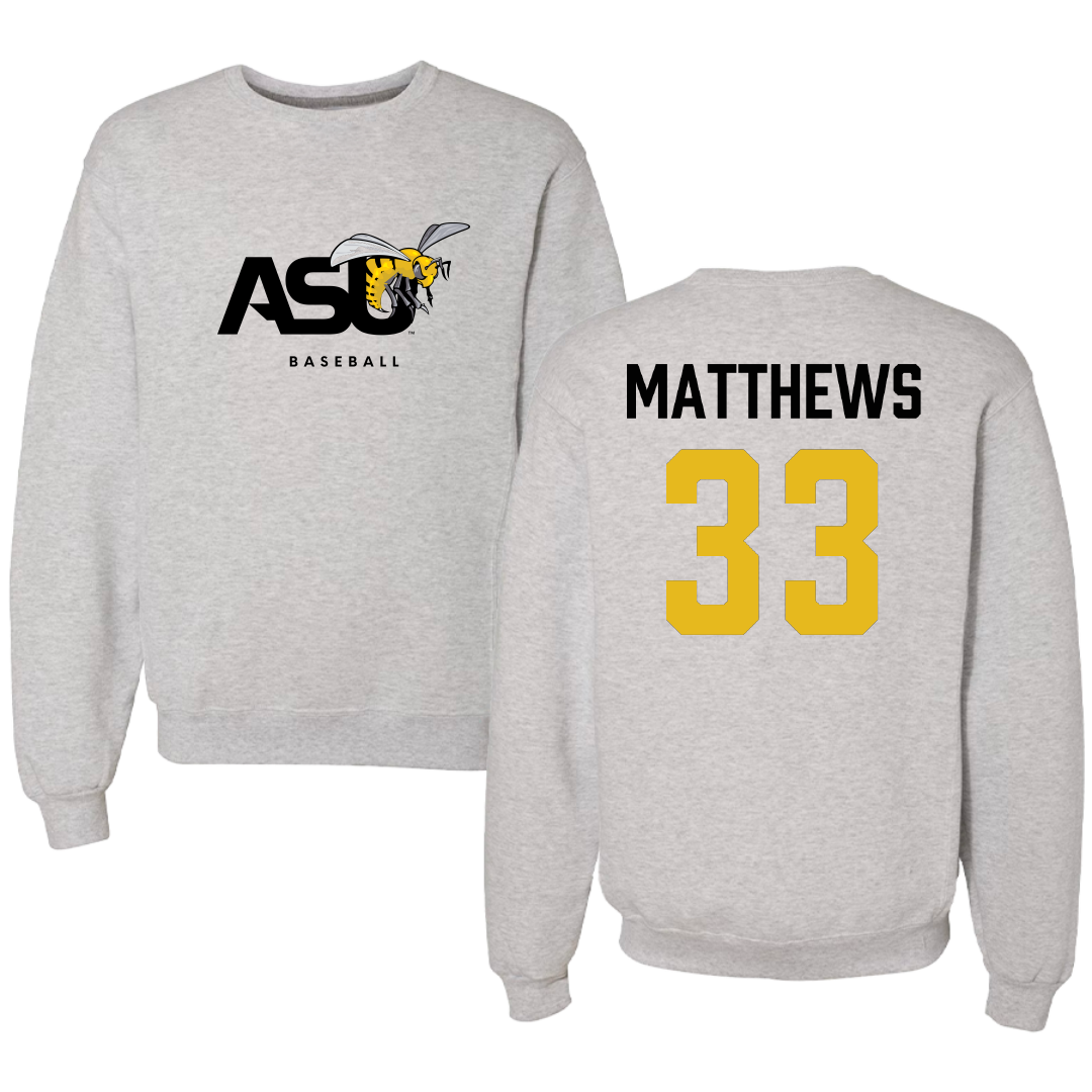 Alabama State University Baseball Light Gray Crewneck - #33 Camden Matthews