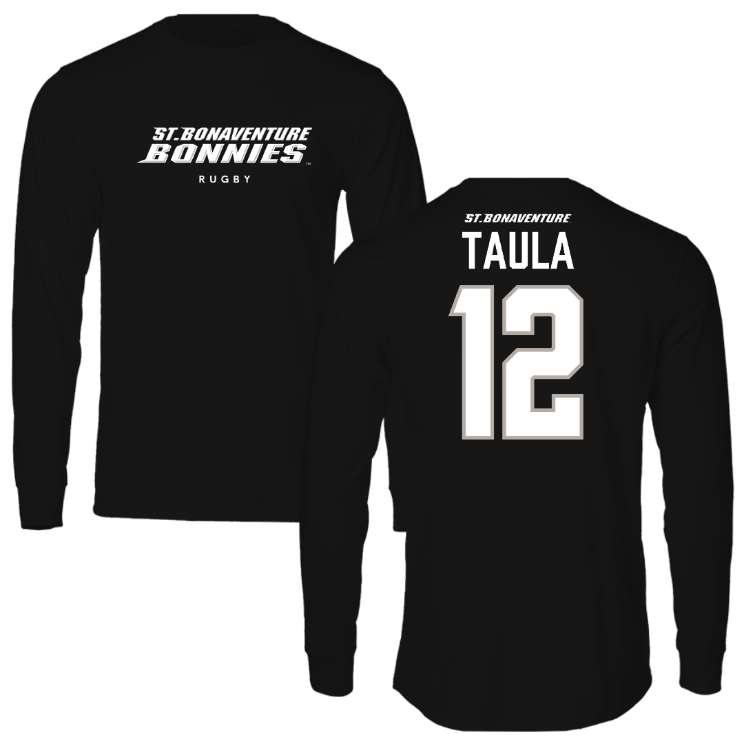 St. Bonaventure University Rugby Black Performance Long Sleeve - #12 Manulua Taula