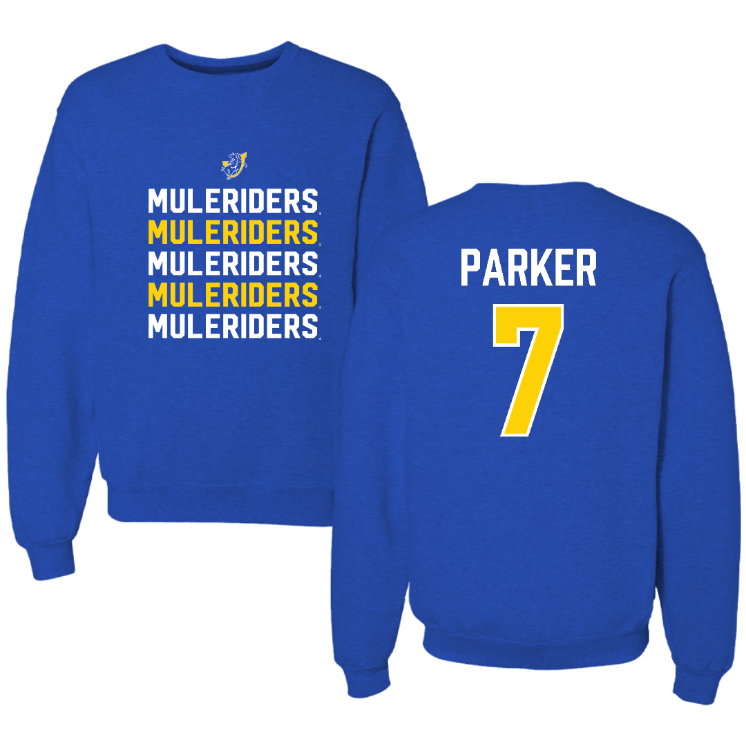 Southern Arkansas University Football Blue General Crewneck - #7 Adam Parker