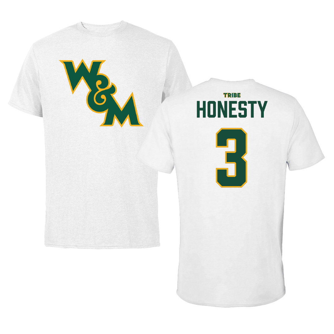 William & Mary Football White Tee - #3 Alfred Honesty