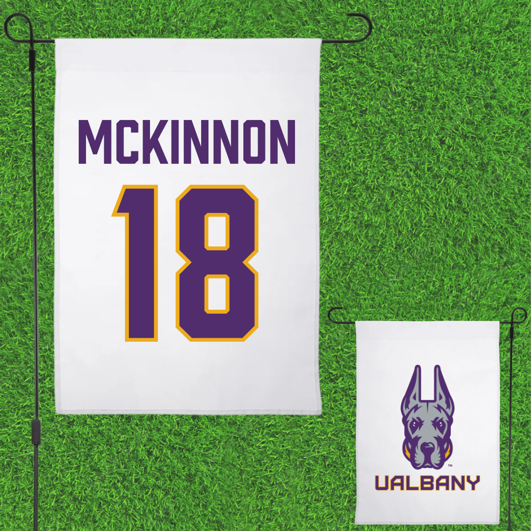 University at Albany Lacrosse White Garden Flag - #18 Olivia McKinnon