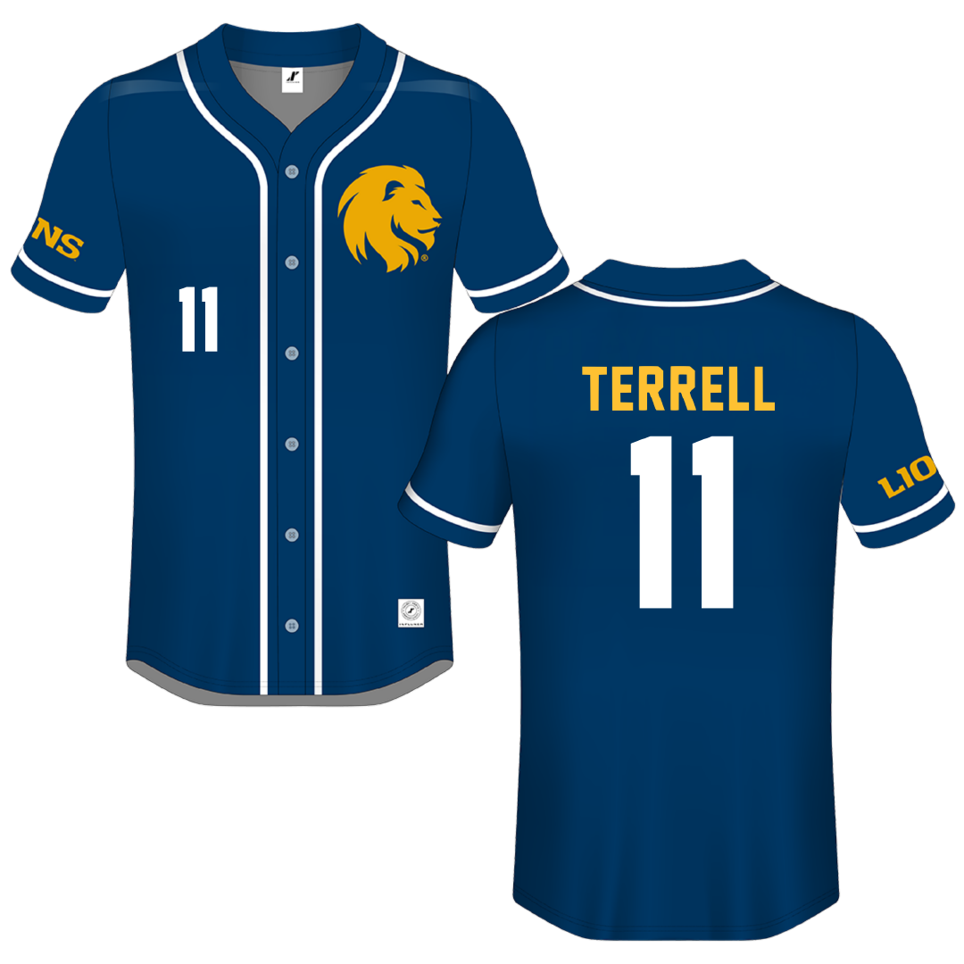 East Texas A&M University Navy Button-Down Jersey - #11 Nevaeh Terrell