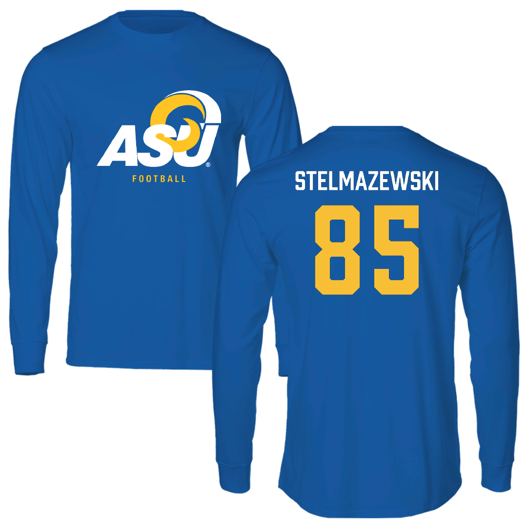 Angelo State University Football Blue Performance Long Sleeve - #85 Kegan Stelmazewski
