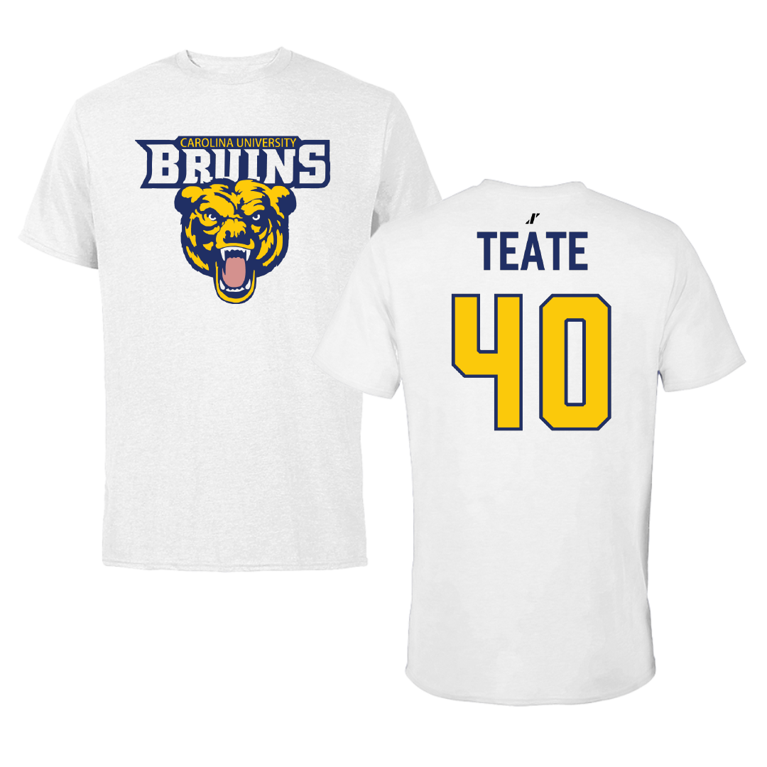 Carolina University Basketball (M) White Tee - #40 Griffith Teate