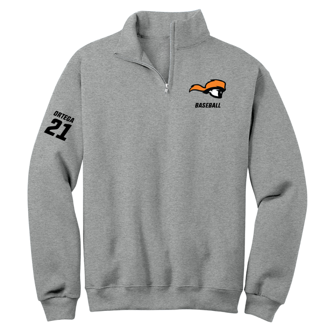 Tusculum University Baseball Sport Gray Quarter-Zip - #21 Ryan Ortega