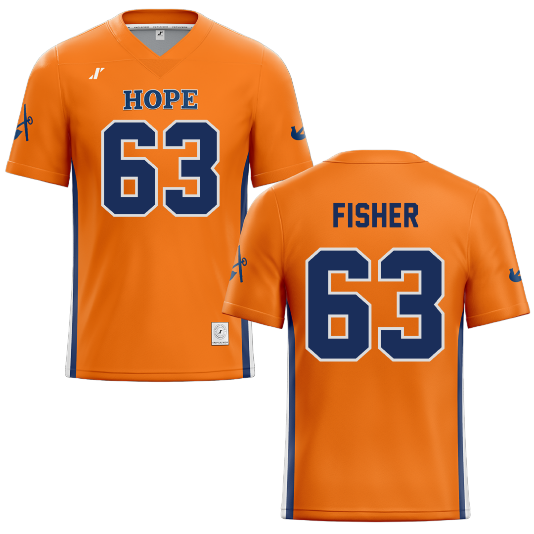 Hope College Orange Football Jersey - #63 Caleb Fisher