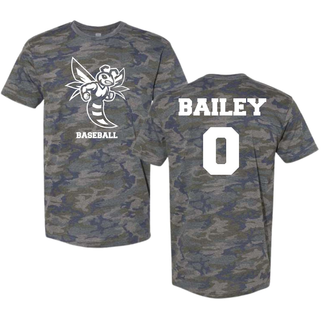 Emory & Henry College Baseball Vintage Camo Tee - #0 Camden Bailey
