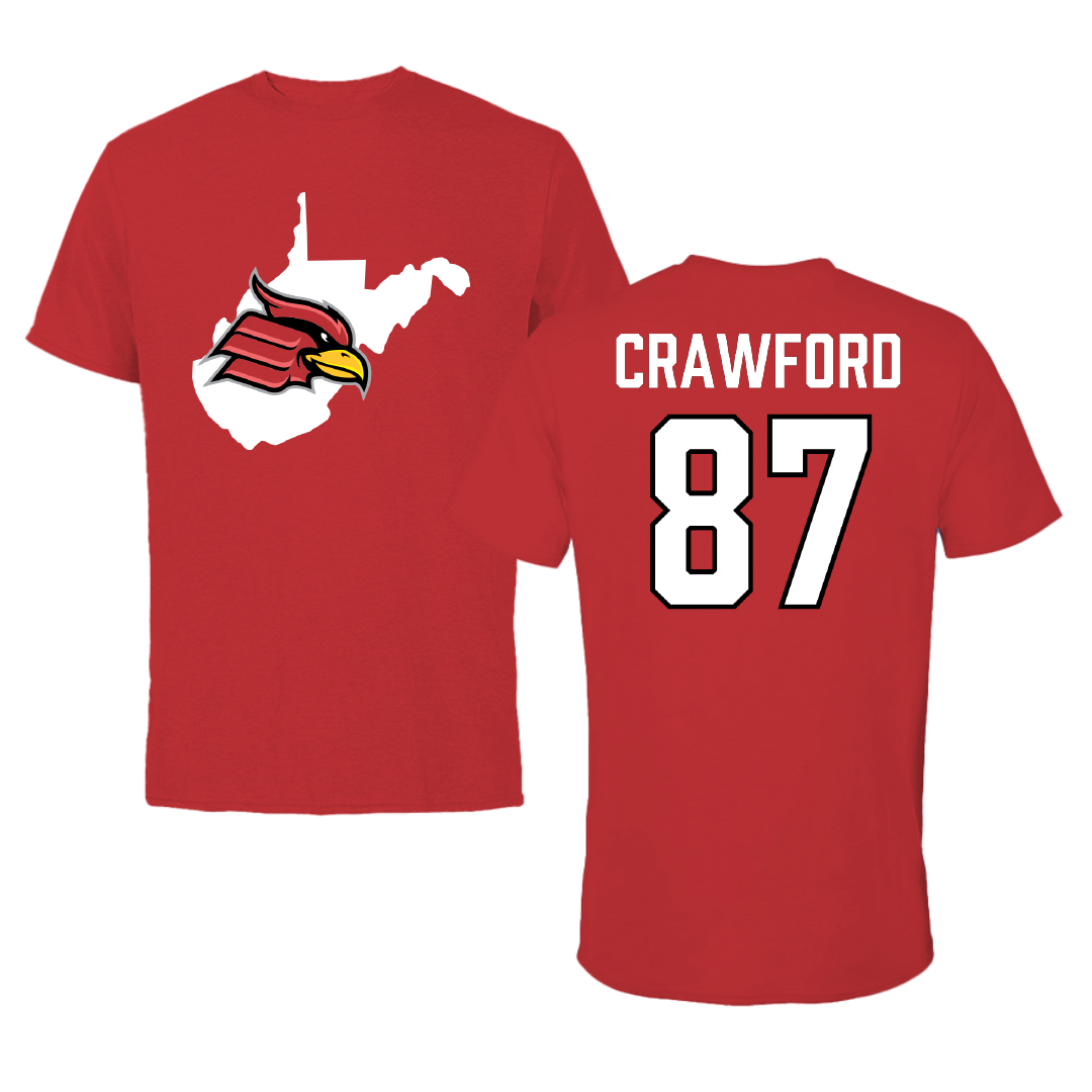 Wheeling University Football Red State Performance Tee - #87 Isaiah Crawford