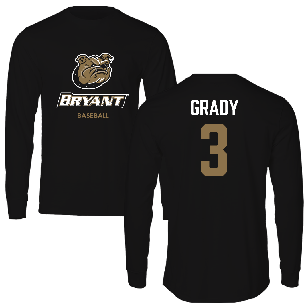 Bryant University Baseball Black Performance Long Sleeve - #3 Shea Grady