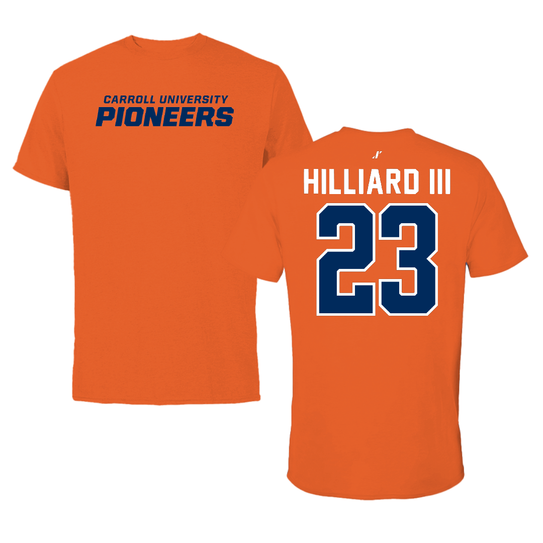 Carroll University Football Orange Performance Tee - #23 Drayden Hilliard III
