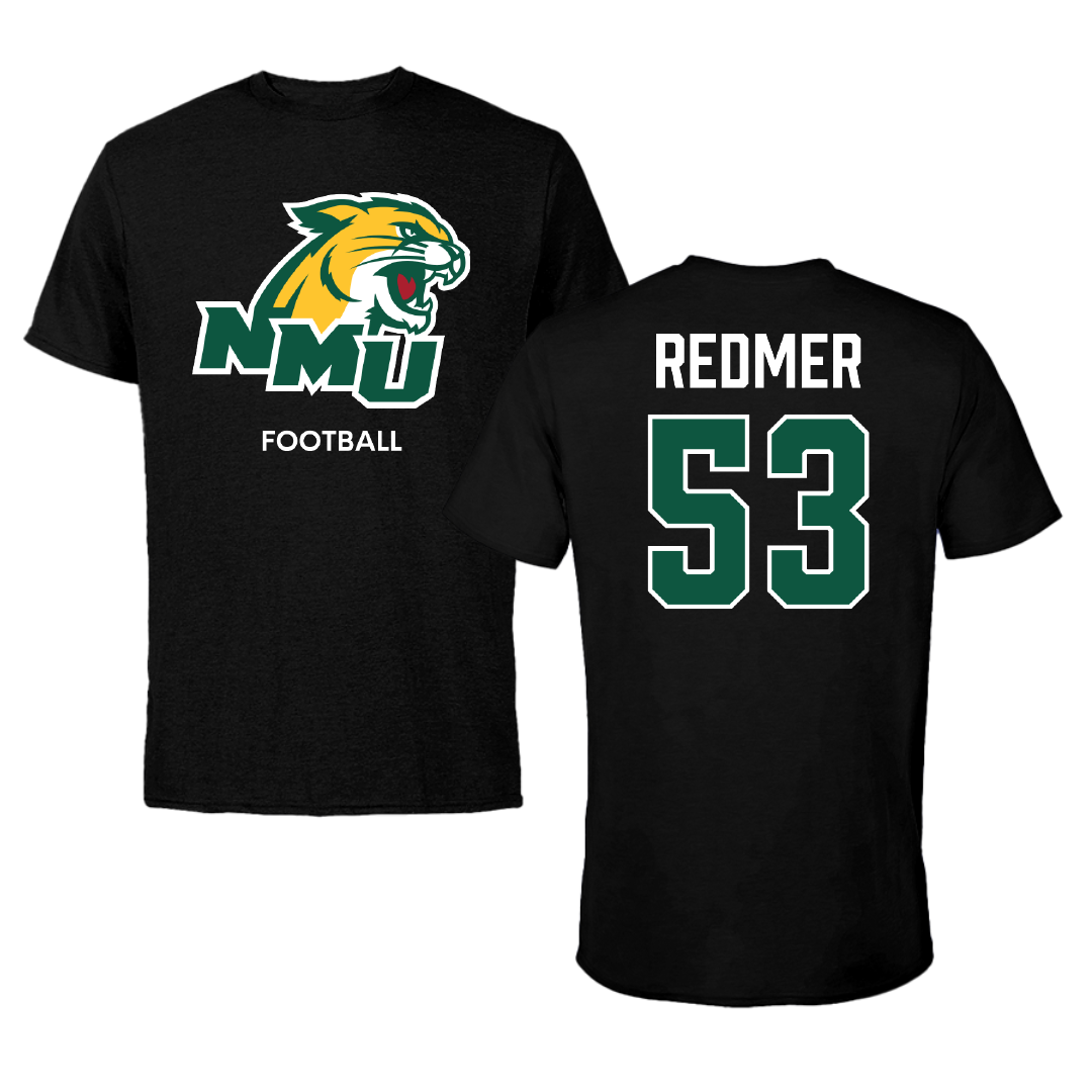 Northern Michigan University Football Black Performance Tee - #53 Brady Redmer