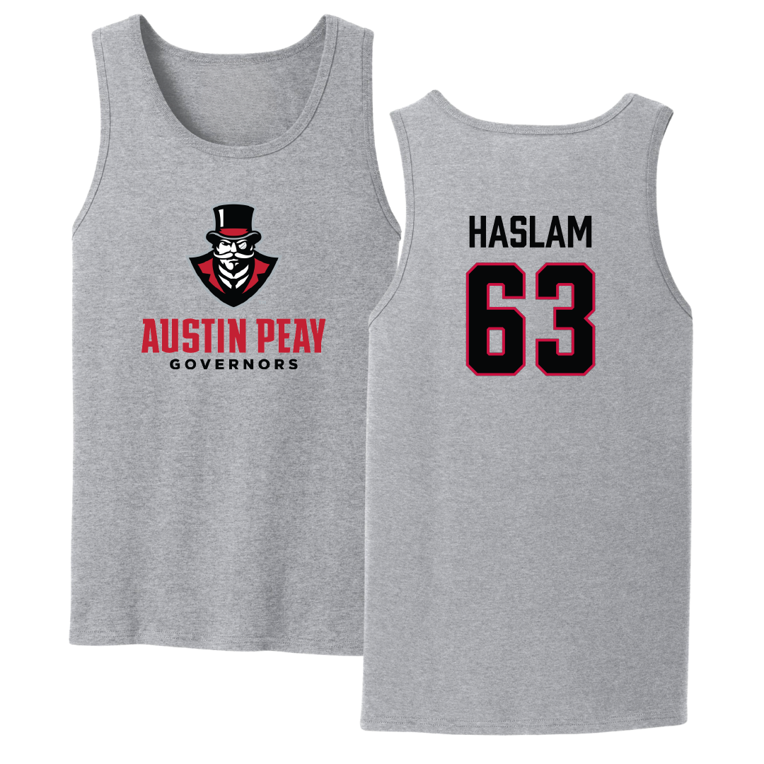 Austin Peay State University Football Sport Gray Tank Top - #63 Donovan Haslam