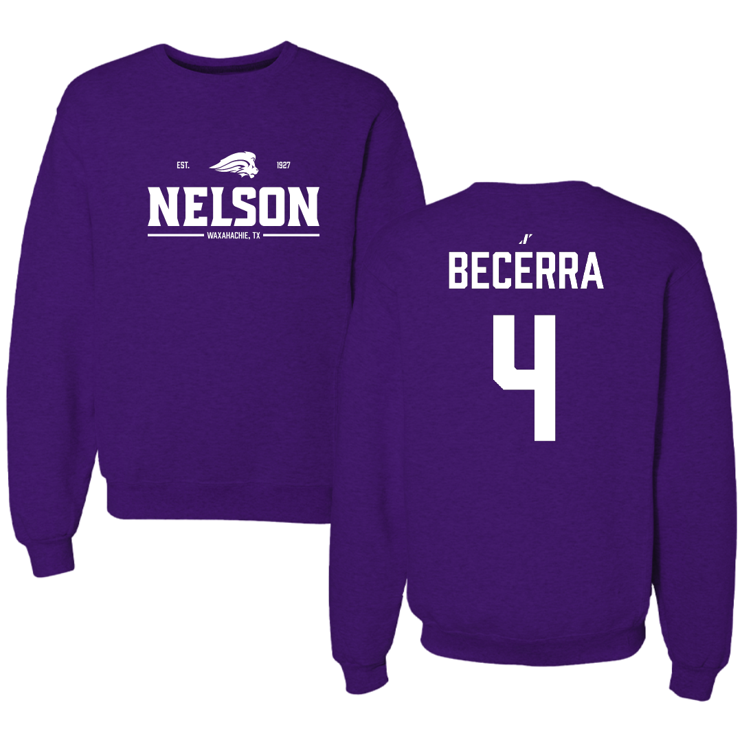 Nelson University Soccer (M) Purple General Crewneck - #4 Jaime Becerra