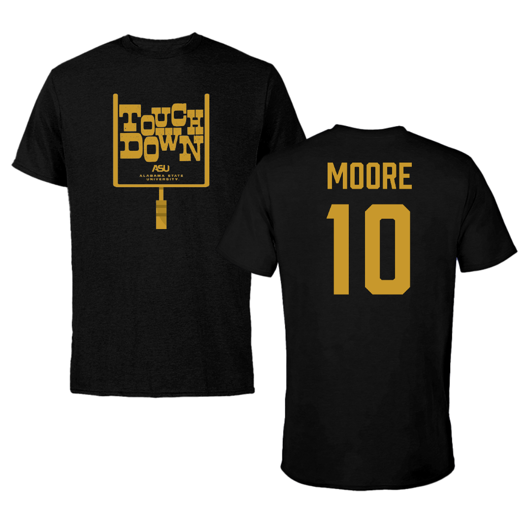 Alabama State University Football Black Touchdown Tee - #10 Jaden Moore