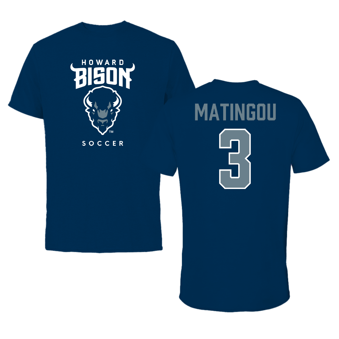 Howard University Soccer (M) Navy Tee - #3 Troy Matingou