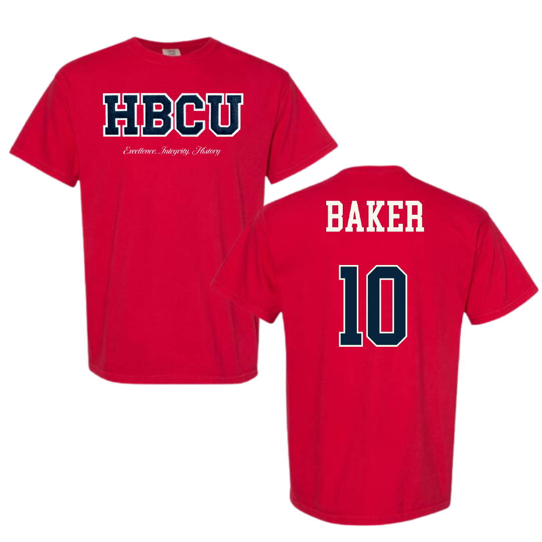 Howard University Soccer (M) Red HBCU Varsity Comfort Colors Tee - #10 Bryson Baker