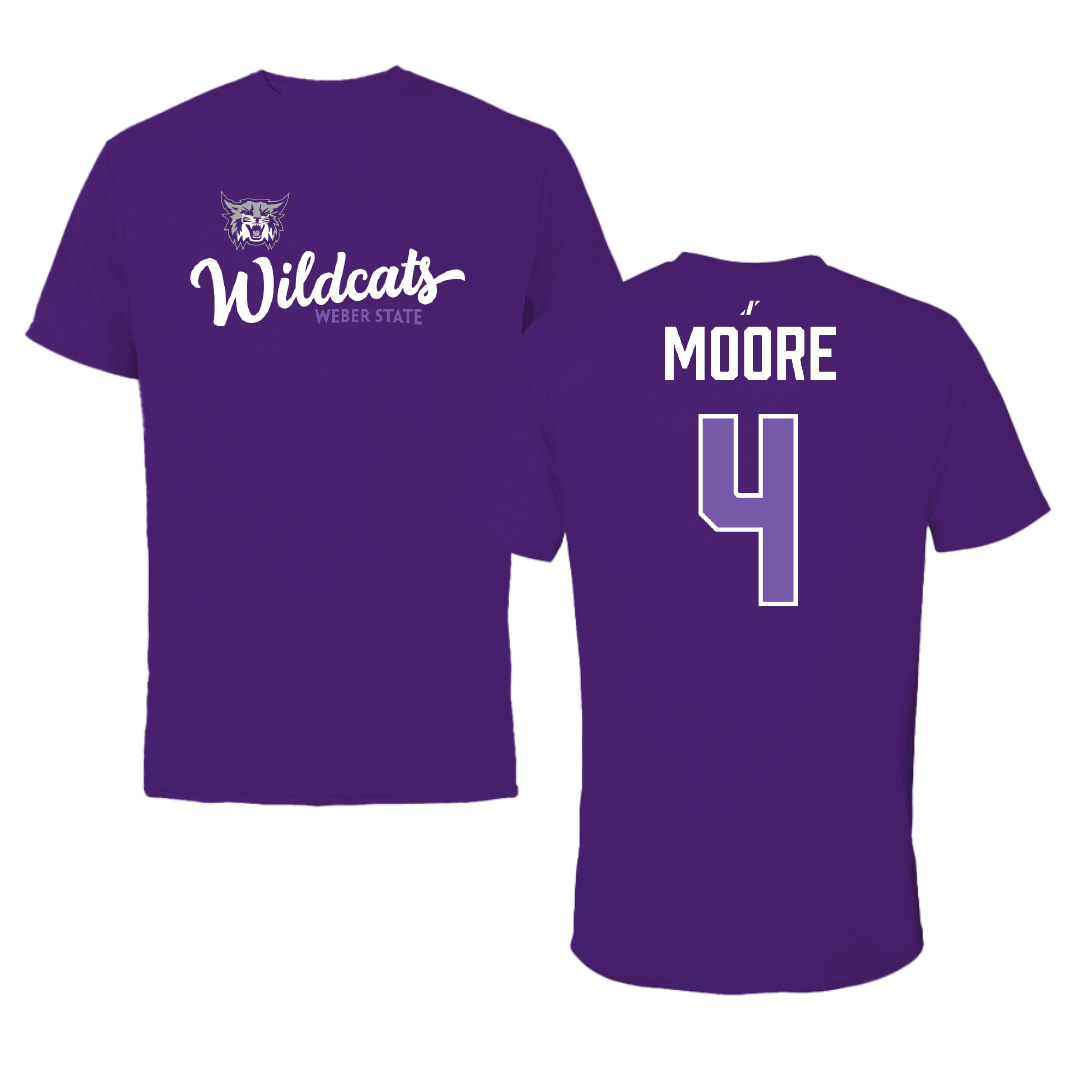 Weber State University Basketball Purple General Tee - #4 Anthony Moore