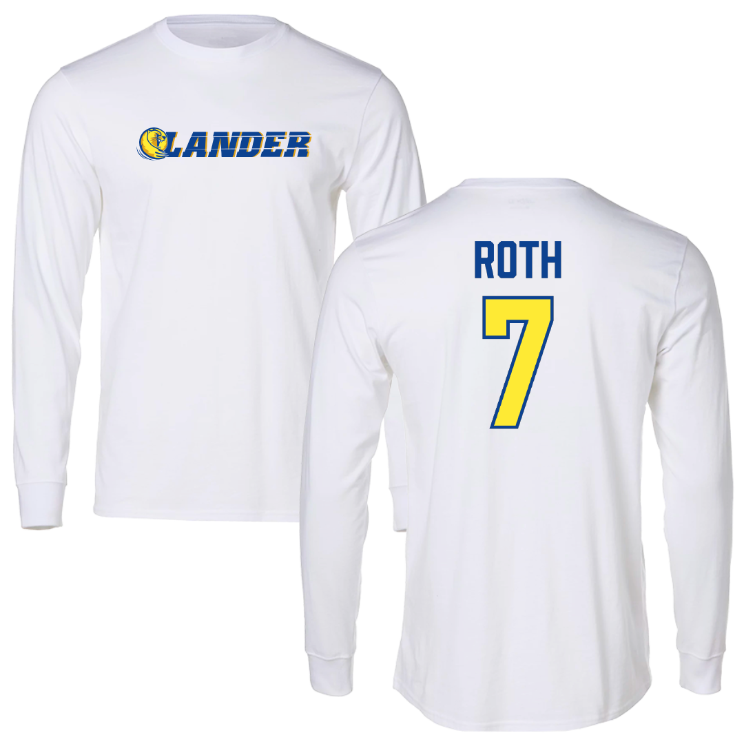 Lander University Baseball White Performance Long Sleeve - #7 Trent Roth