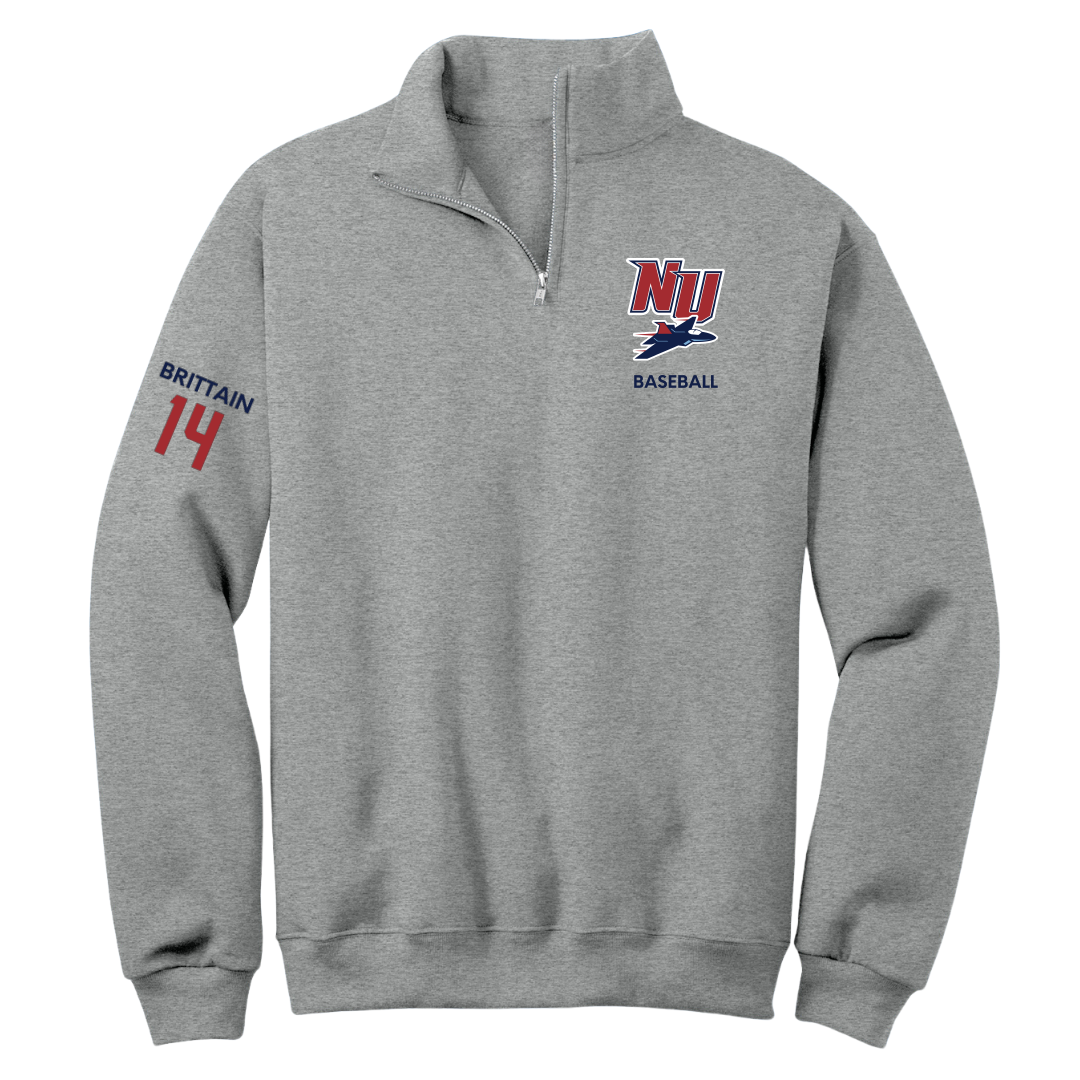 Newman University Baseball Sport Gray Quarter-Zip - #14 Rayne Brittain